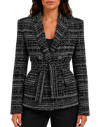 Blazer de tweed con cinturón