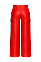 Belted Cargo Premium Vegan Leather Trousers