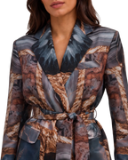 Blazer de Satén Estampado Cruzado