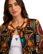 Cazadora de satén estampada
