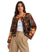 Cazadora de satén estampada