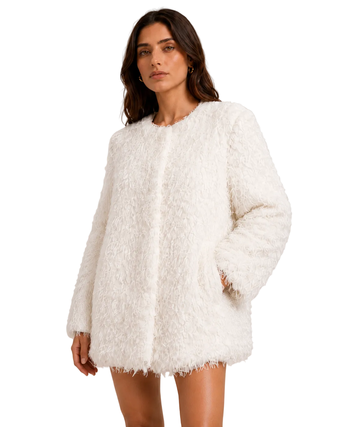 Mantel aus weichem Bouclé