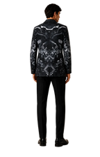 Blazer de Satén Estampado Negro