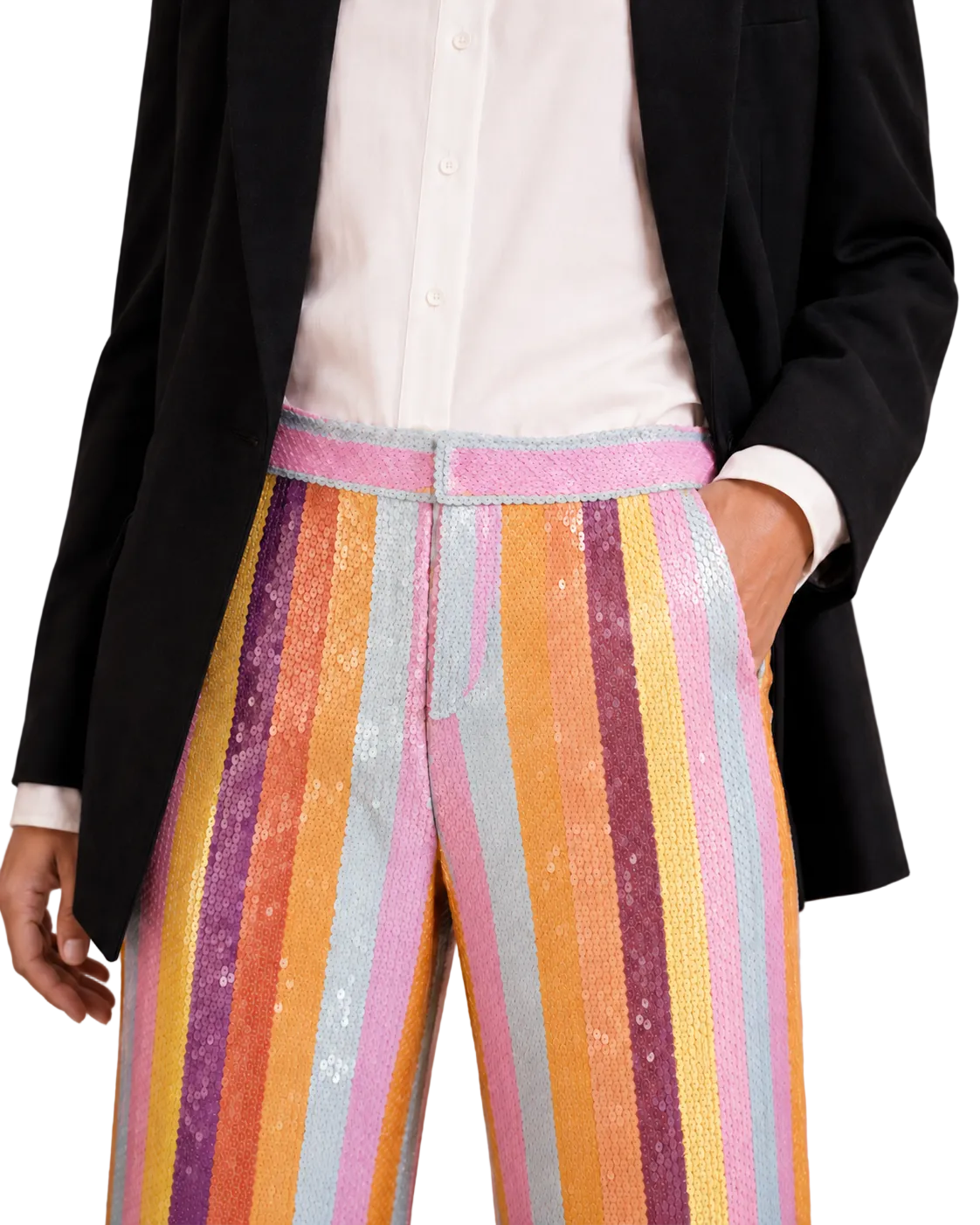 Mehrfarbige Pailletten-Schneiderhose