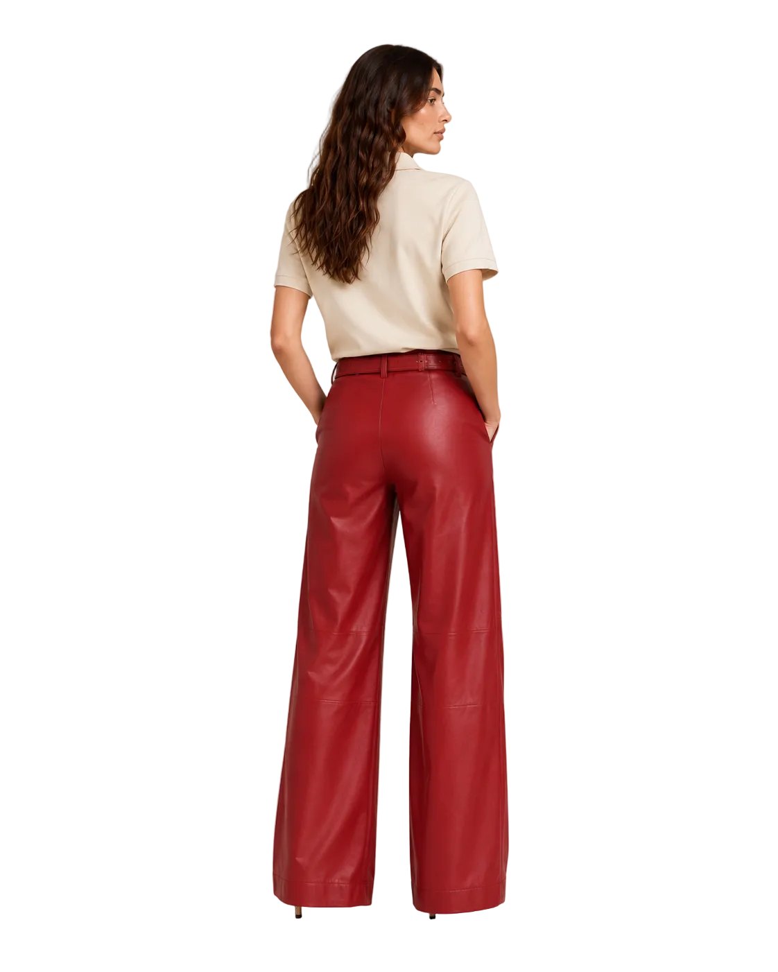 Premium-Cargohose aus veganem Leder mit Gürtel