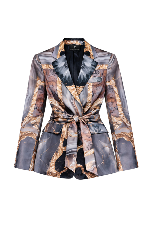 Blazer de Satén Estampado