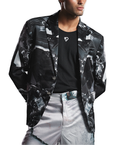 Printed Satin Blazer - Paloma Suarez