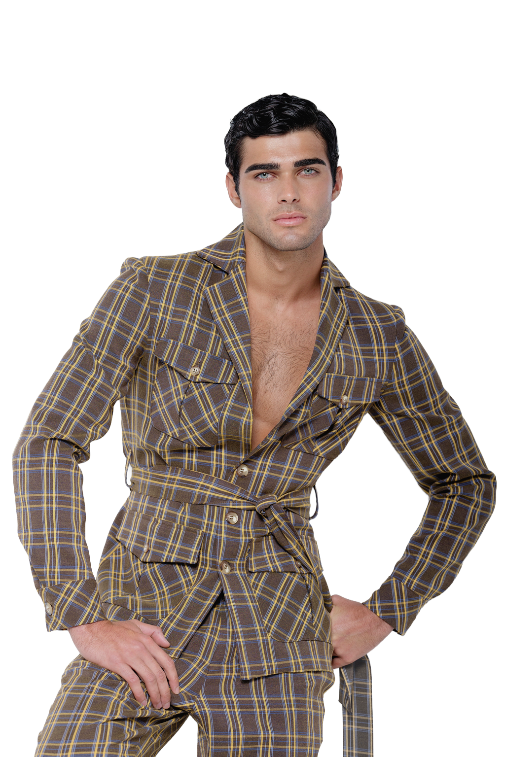 Checked Wool Sahariana Jacket