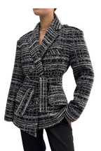 Tweed-Blazer mit Gürtel
