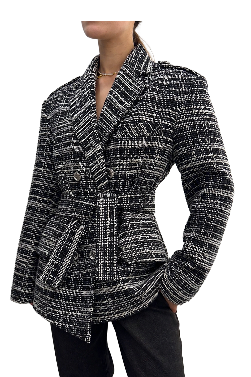 Tweed Belted Blazer