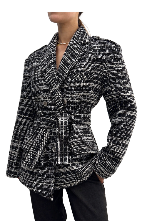 Tweed Belted Blazer - Paloma Suarez