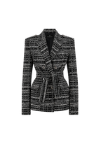Tweed-Blazer mit Gürtel