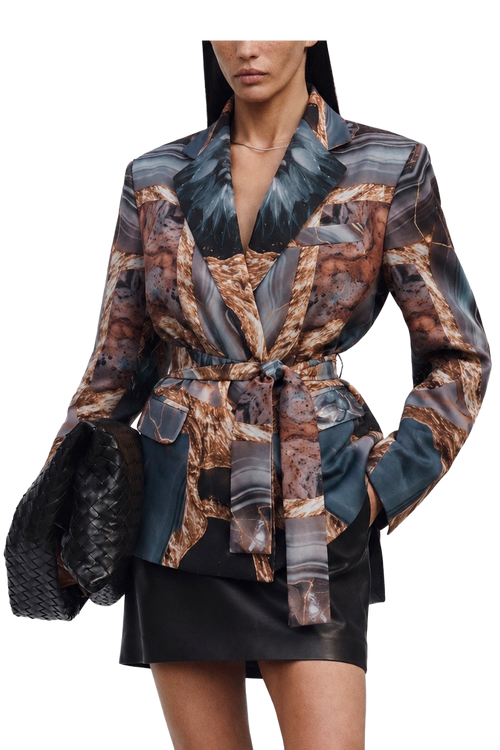 Blazer de Satén Estampado