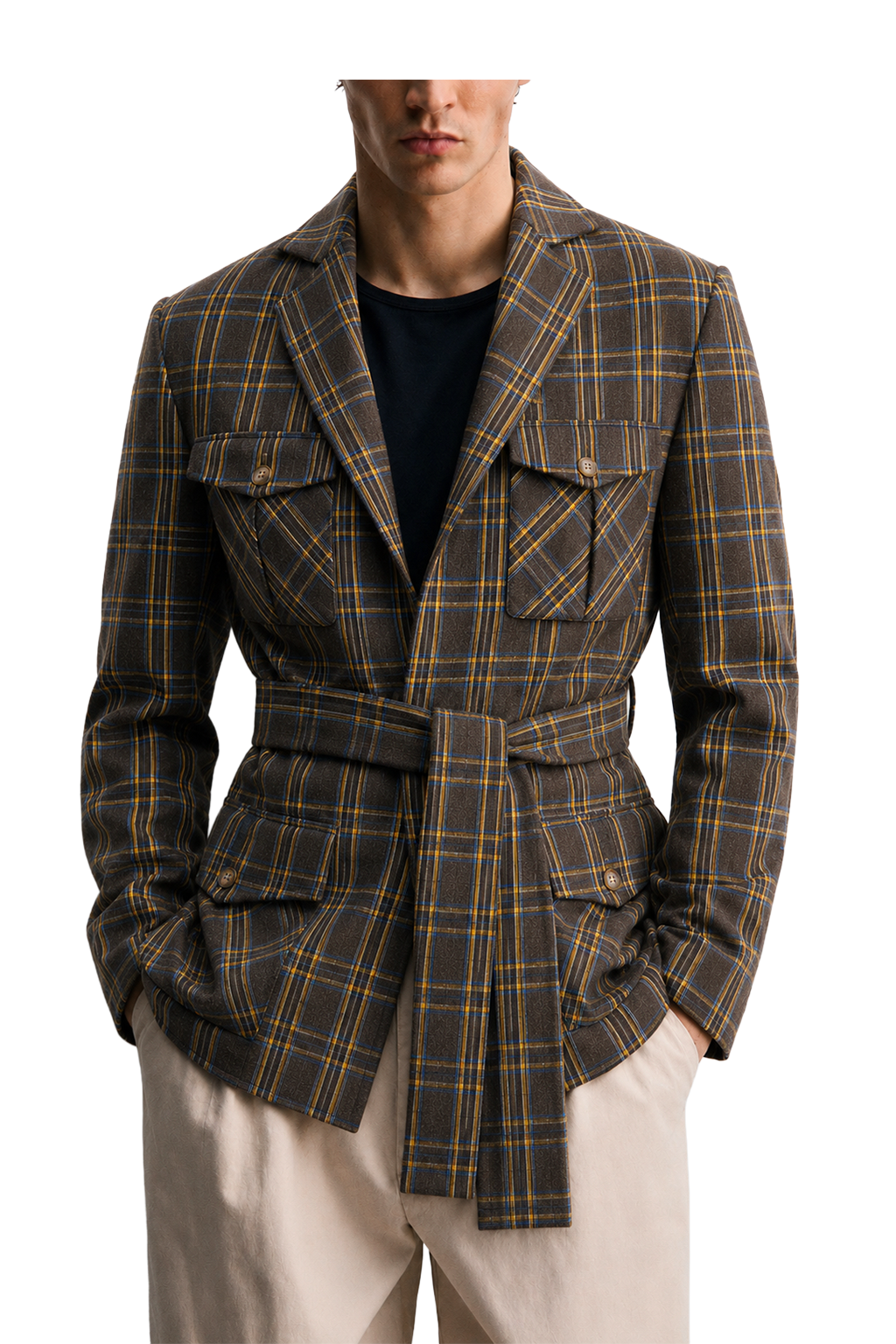 Checked Wool Sahariana Jacket