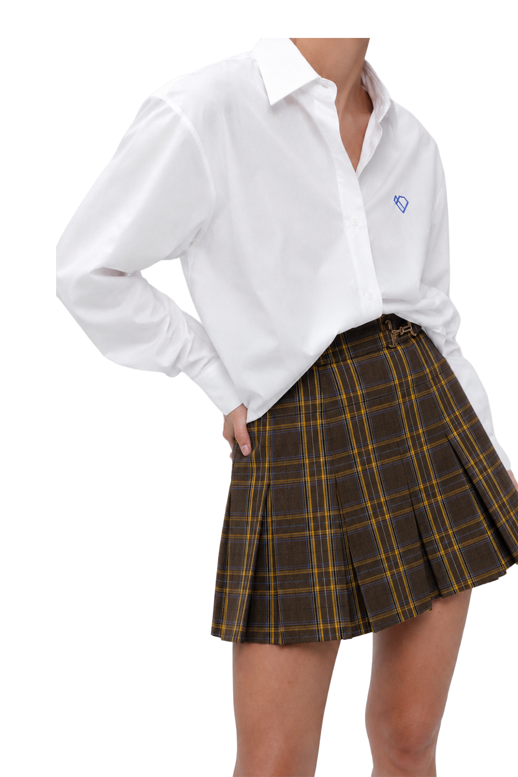 Checked Pleated Mini Skirt