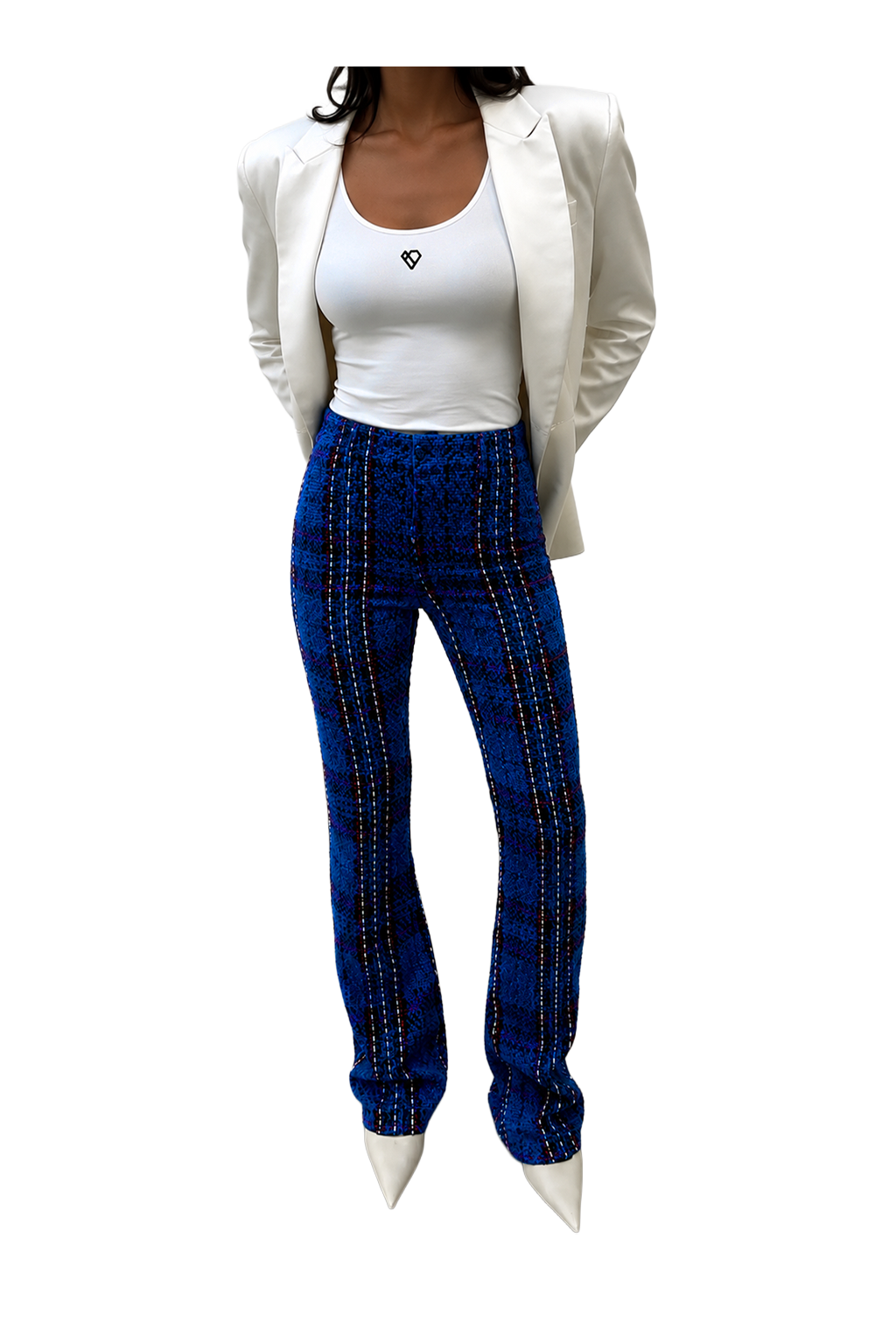 Maßgeschneiderte Tweed-Hose mit Schlag