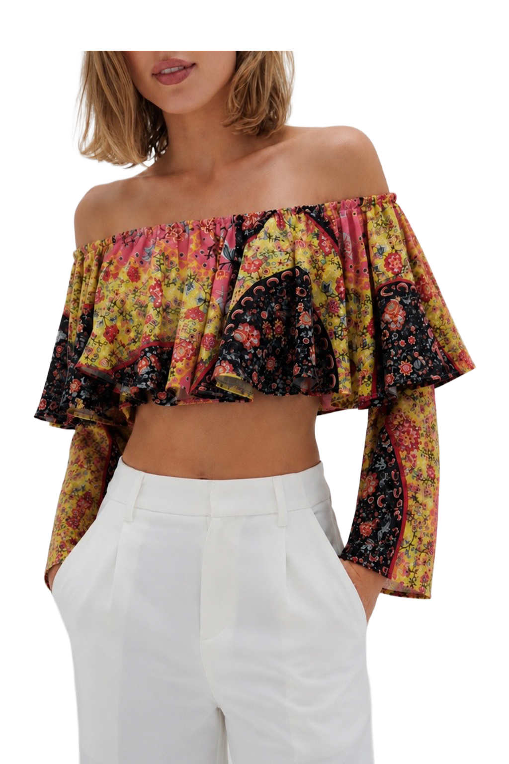 Printed Bardot Top
