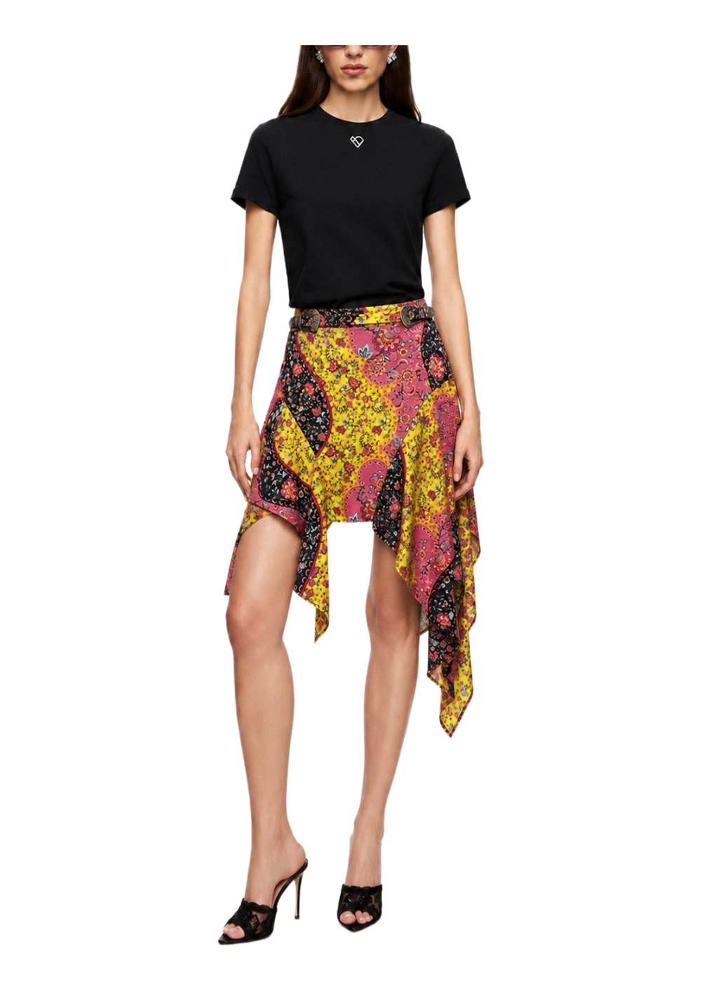 Asymmetric Printed Skirt