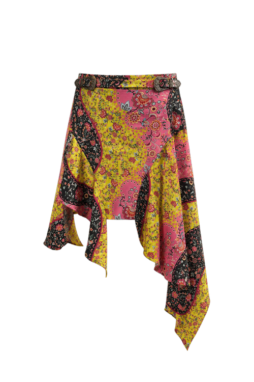 Asymmetric Printed Skirt