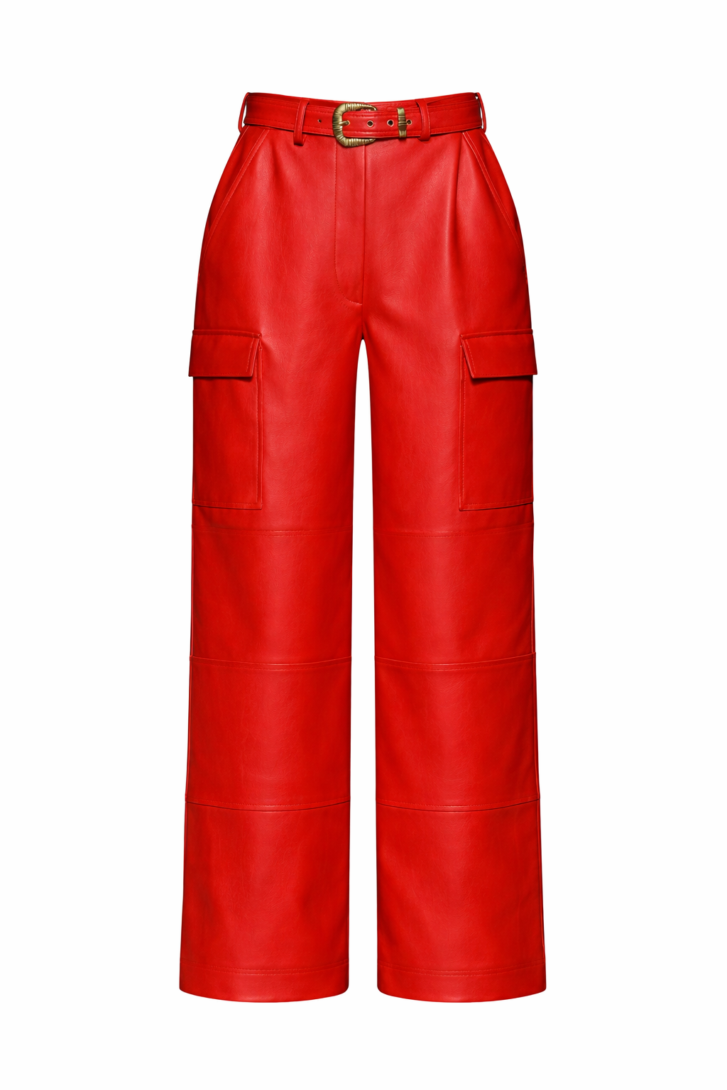 Belted Cargo Premium Vegan Leather Trousers