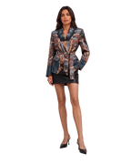 Blazer de Satén Estampado Cruzado
