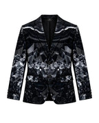 Blazer de Satén Estampado Negro