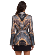 Blazer de Satén Estampado Cruzado