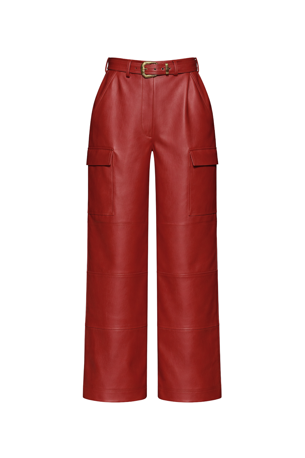 Belted Cargo Premium Vegan Leather Trousers