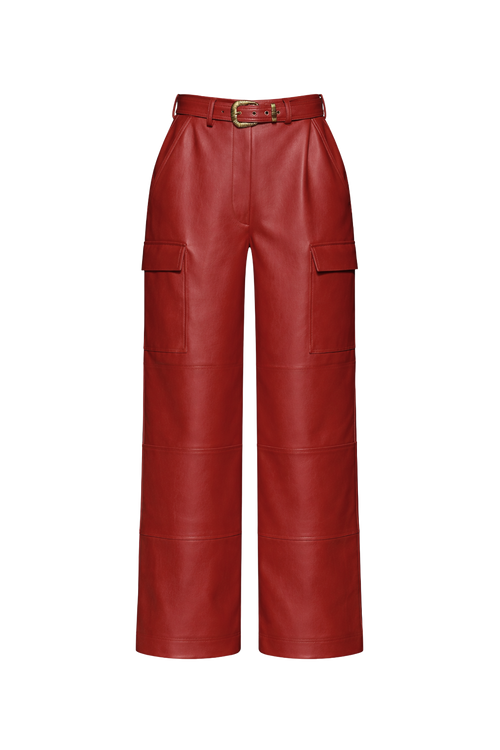 Belted Cargo Premium Vegan Leather Trousers